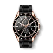 Relógio Analógico Masculino Daniel Klein Exclusive DK.1.12456-4 - Preto e Rosa Ouro