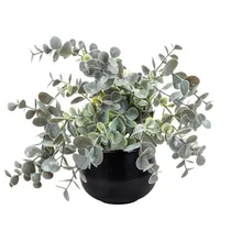 Planta Artificial de Eucalipto Pendente Em Vaso Preto – Folhagem Verde-Acinzentada Decorativa