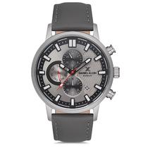 Relogio Analogico Masculino Daniel Klein DK.1.12707-4 Exclusive Gents / Pulseira de Couro Genuino - Cinza