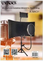 Protetor de Isolamento Sate A-MK31, Pop Filter para Gravação, Preto