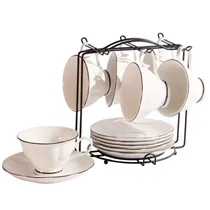 Conjunto de 6 Xícaras e Pires com Suporte para Café Ou Chá
