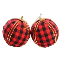 Bola de Natal Vermelha/Preta Xadrez 10CM 2 Peças.