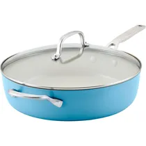 Frigideira Kitchenaid 84819 Antiaderente Cerâmica Tampa de Vidro 31CM Azul Veludo
