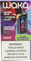 Vape Descartável Waka Blast Grape + Apple Fusion Blast 36000 Puffs