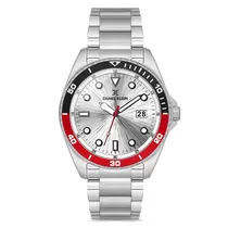 Relogio Analógico Masculino Daniel Klein DK.1.12664-2 Premium Gents / Pulseira de Aço Inoxidável - Prata/Preto/Vermelho