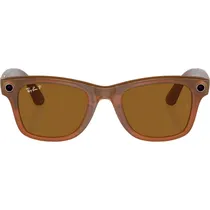 Óculos de Sol Smart Ray-Ban Meta Wayfarer R4008 Shiny Caramel Polar Brown Large (047507)