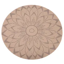 Individual de Mesa Redondo de Tela Marrom Desenho Flor