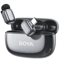 Microfone Sem Fio para Smartphone Boya Mini 2-05 com USB-C - Prata