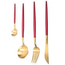 Jogo de Talheres Inox com Detalhes Em Dourado 24PÇS