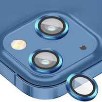 Pelicula Protetora de Vidro para Camera 4LIFE para iPhone 14 / 14 Plus / Anéis de Metal / Anti-Riscos - Um Conjunto (2 Peças) - Azul