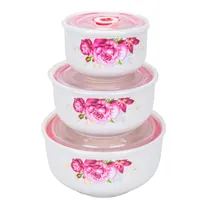 Conjunto de Taças de Vidro com Tampa de Silicone 3 Peças - Branco e Vermelho