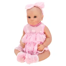 Boneca Baby Reborn V-101 - 48CM - Silicone - Vestido Rosa