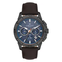 Relógio Analógico Masculino Daniel Klein DK.1.13893-5 Exclusive Gents / Pulseira de Couro Genuino - Marrom/Preto/Azul