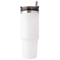Garrafa Termica Stainless com Tampa e Canudo 900 ML - Branco