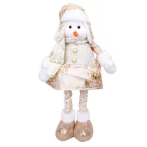 Boneco de Neve Extensível 35-46CM - Branco e Dourado
