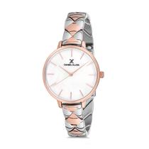 Relogio Analogico Feminino Daniel Klein Premium DK12041-4- Prata e Rosa Ouro