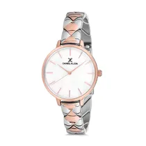 Relógio Analógico Feminino Daniel Klein Premium DK12041-4- Prata e Rosa Ouro