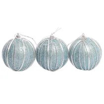 Bola de Natal Celeste Prateada 8CM 3 Peças.