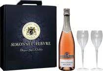 Kit Espumante Simonnet-Febvre Crémant de Bourgogne Brut Rosé + 2 Taças