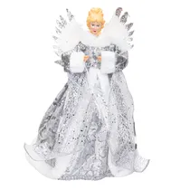 Figura Anjo Natal Cinza/Bra/Prata 40CM