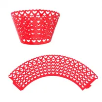 Kit Wraps para Cupcakes Coracoes W25 Vermelho 25PCS