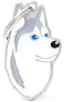 Medalha de Identificacao Myfamily Friends Cao Husky Siberiano Cinza/Branco MF13