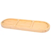 Petisqueiro de Bambu com 3 Divisorias 30X10X1.5CM