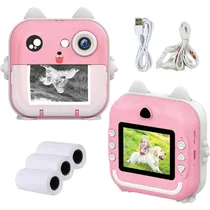 Camera para Criança Digital 7&Z QA5 Print com Acessórios / Inclui Papel (3 Peças) - Rosa