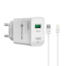 Carregador Yookie KI22 - 18W - Cabo USB Lightning - Bivolt - Branco