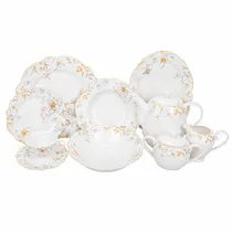 Jogo Completo Porcelana 47PZ - Branco Floral