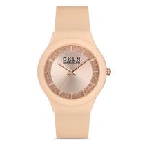 Relogio Analogico Feminino Daniel Klein DK.1.12713-7 DKLN Ladies / Pulseira de Silicone - Bege/Rose Gold