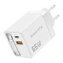 Tomada Car Smartfy CAR01 65W com Cabo USB Branco