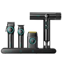 VGR MR. Super Power Stepless Pro - Set de Barbero 4 En 1 | Cortapelos, Recortadora, Afeitadora Y Secador Profesional 220V Negro