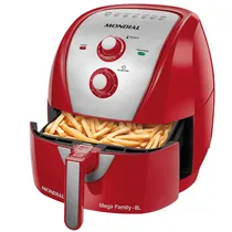 Fritadeira Elétrica Mondial Air Fryer Grand Family Inox AFN-80-Ri com 1900W/8L/220V - Vermelho/Prata