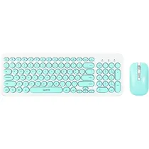 Kit Teclado + Mouse Sem Fio Quanta QTKTM20 - Turquesa/Branco (Espanhol)