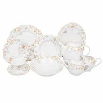 Jogo Completo Porcelana 47PZ - Branco Floral
