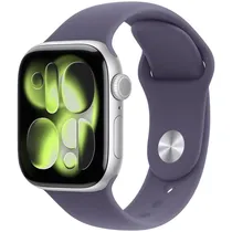 Apple Watch S11 42MM MEU64LW/ A com GPS/ Wide Angle Oled Always-On Retina Display / Pulseira Sport Band s/ M / Aluminium Case - Silver/ Fog Purple