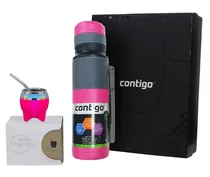 Combo Matero Contigo Garrafa Térmica 1.1L + Cuia + Bomba - Fucsia