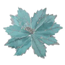 Flor Natalina Celeste com Detalhes Prateados