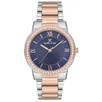 Relógio Analógico Feminino Daniel Klein DK.1.12698-2 Premium Ladies / Pulseira de Aço Inoxidável - Prata/Rose Gold/Azul