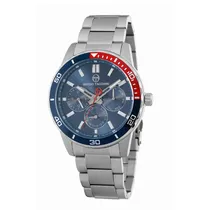 Relógio Analógico Masculino Sergio Tacchini ST.1.10014-2 com Pulseira de Aço Inoxidável - Prata e Azul