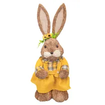 Coelho de Páscoa Decorativo de Palha com Vestido 60 CM