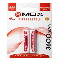 Pilha Mox MOB2AAA36 AAA 3600MAH/2 Unidades - Recarregável