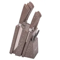 Facas para Cozinha Elegance Suporte Cepo 7 Peças Bass.