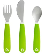 Kit Garfo + Colher + Faca Munchkin Verde - 21150