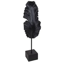 Estátua Decorativa Em Forma de Folha 54 CM Preto