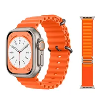 Relógio Inteligente Smartwatch Mannatech L9 Ultra / 49MM com Bluetooth / Pulseira Duplo (Silicone e Tecido) - Laranja