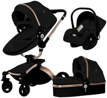 Carrinhos de Bebê Agape 360 AB-906 3 Em 1 Black/Gold