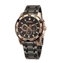 Relogio Analogico Masculino Sergio Tacchini ST.1.10026-3 Pulseira de Aco Inoxidavel - Preto e Rosa Ouro