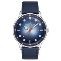 Relogio Analógico Masculino Daniel Klein DK.1.12668-2 Premium Gents / Pulseira de Couro Genuino - Azul/Prata